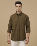 Cartivo™ Men's Olive Green Printed Casual Shirt | Premium Full Sleeve Regular Fit Cotton Blend Shirt