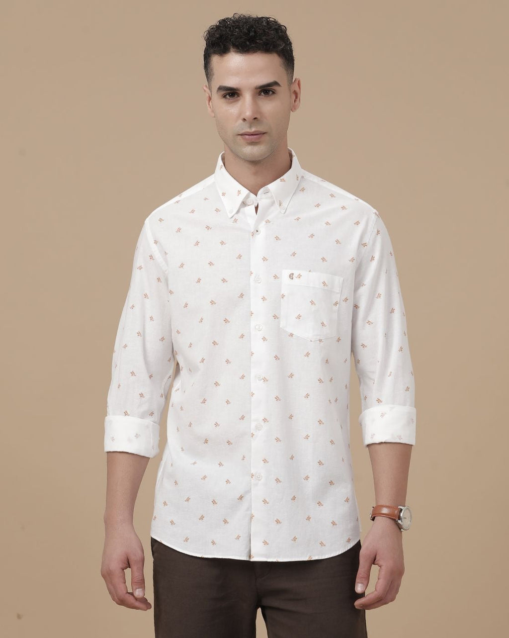 Cartivo™ Men's White Printed Casual Shirt | Premium Full Sleeve Regular Fit Cotton Blend Shirt