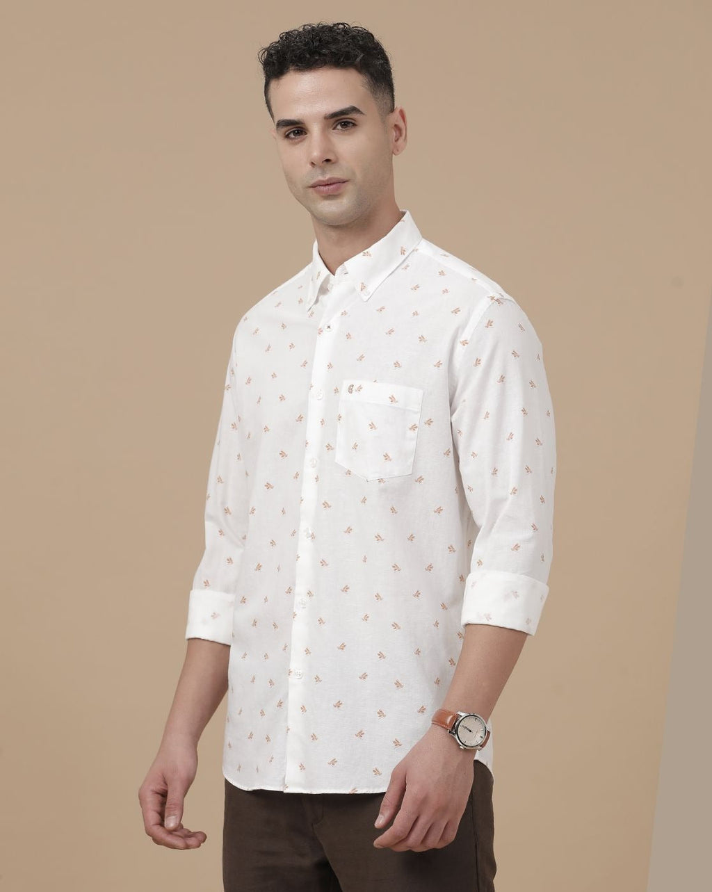 Cartivo™ Men's White Printed Casual Shirt | Premium Full Sleeve Regular Fit Cotton Blend Shirt
