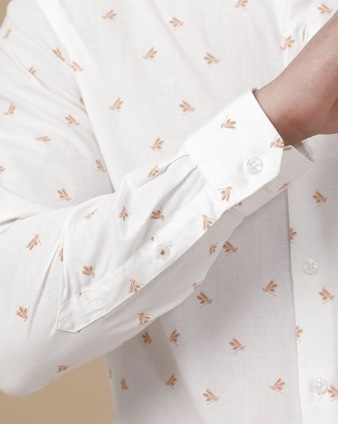 Cartivo™ Men's White Printed Casual Shirt | Premium Full Sleeve Regular Fit Cotton Blend Shirt